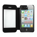 Wholesale iPhone 4S 4 Slim Touch Screen Flip Leather Case (Black)
